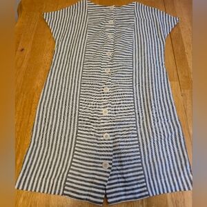 Madewell Gray and White Sheath Dress with Dolman Sleeves